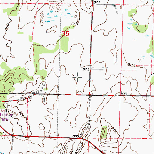 Topographic Map of Coolwater Farms, WI