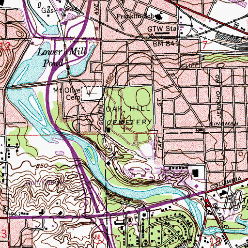 Topographic Map of First Congregational Church, MI