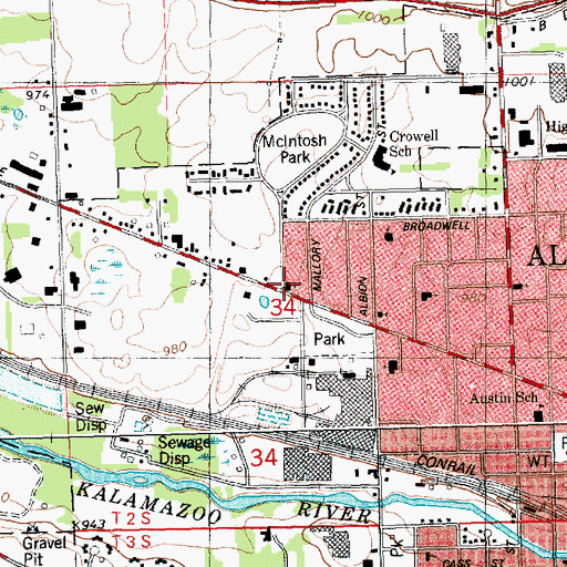 Topographic Map of Mount Calvary Baptist Church, MI