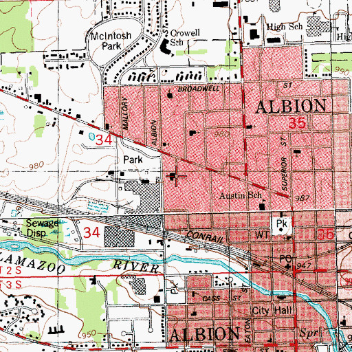 Topographic Map of Grace Temple Church of God in Christ, MI