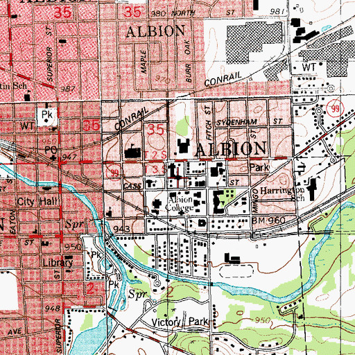 Topographic Map of First United Methodist Church, MI