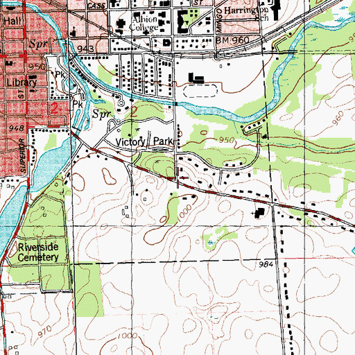 Topographic Map of First Baptist Church, MI