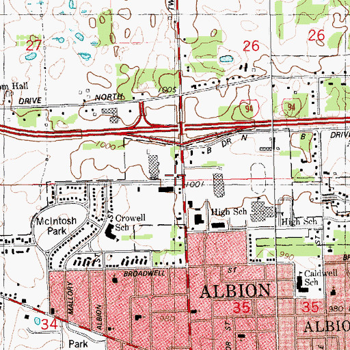 Topographic Map of True Light Bible Baptist Church, MI