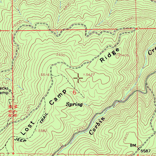 Topographic Map of Lost Camp Ridge, CA