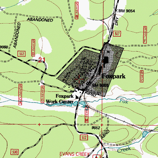Topographic Map of Fox Park Census Designated Place, WY