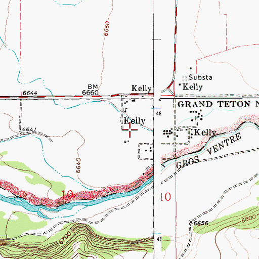 Topographic Map of Kelly Census Designated Place, WY