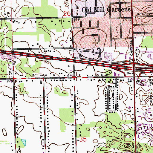Topographic Map of Southside Bible Church, MI