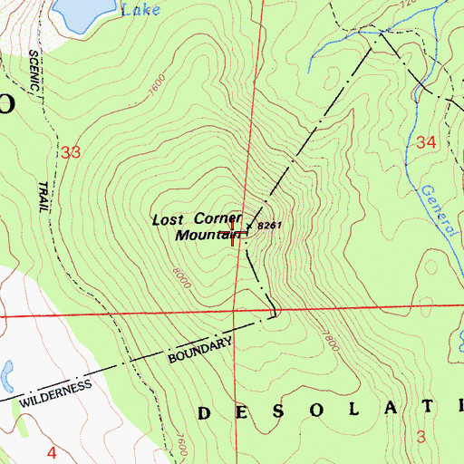 Topographic Map of Lost Corner Mountain, CA