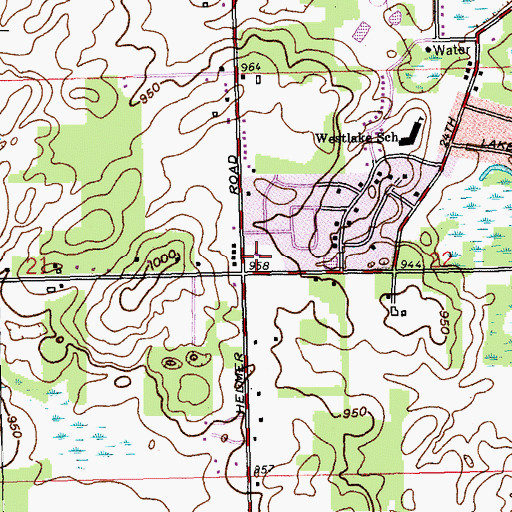 Topographic Map of Birchwood United Methodist Church, MI