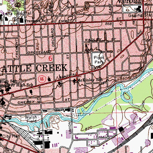 Topographic Map of Saint James Church of God in Christ, MI