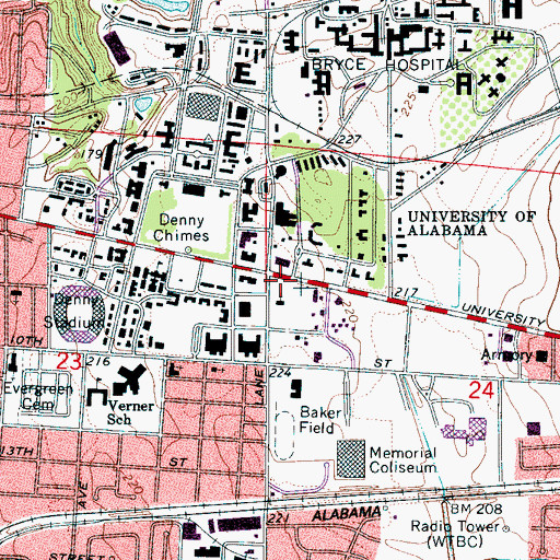 Topographic Map of Gribbin Park, AL