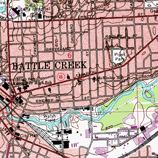 Topographic Map of Maple United Methodist Church, MI