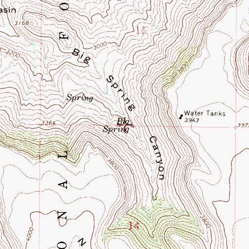 Topographic Map of Big Spring, AZ