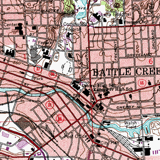 Topographic Map of First Church of Christ Scientist, MI