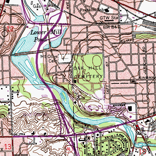 Topographic Map of First Presbyterian Church, MI