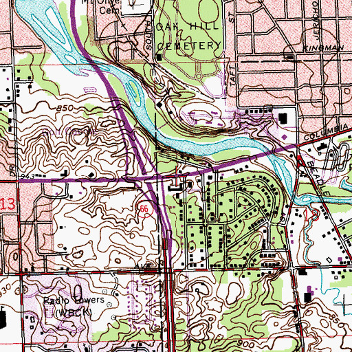 Topographic Map of Albion District United Methodist Church, MI