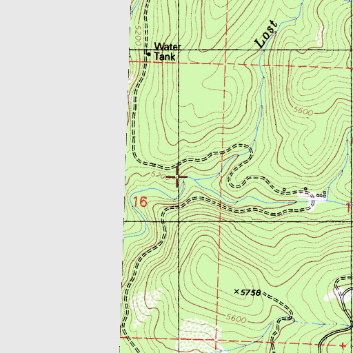 Topographic Map of Lost Creek, CA