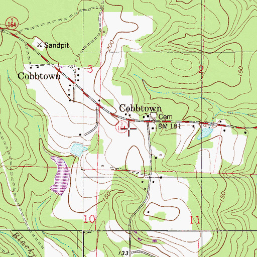 Topographic Map of Cobbtown Census Designated Place, FL