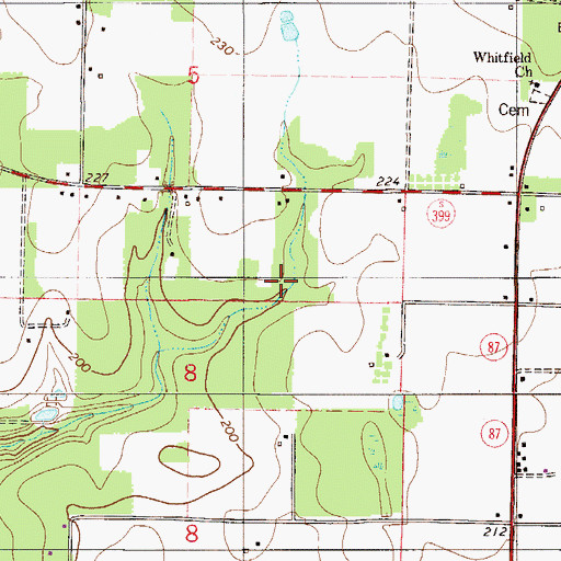 Topographic Map of Whitfield Census Designated Place, FL