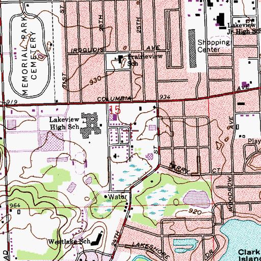 Topographic Map of First Evangelical Presbyterian Church, MI