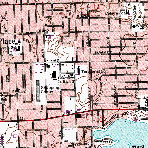 Topographic Map of Saint John Lutheran Church, MI