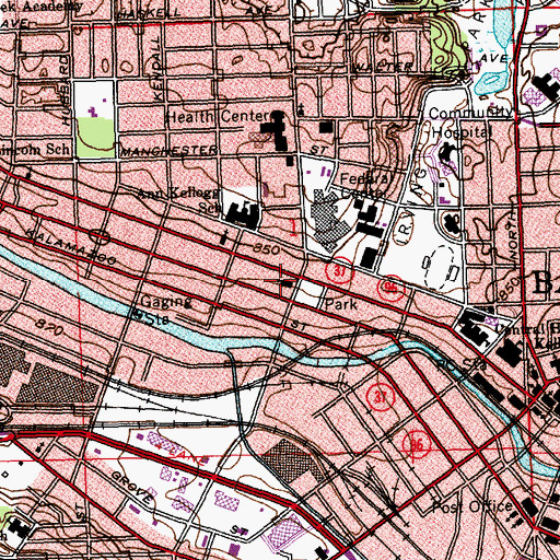Topographic Map of Battle Creek Tabernacle Church, MI