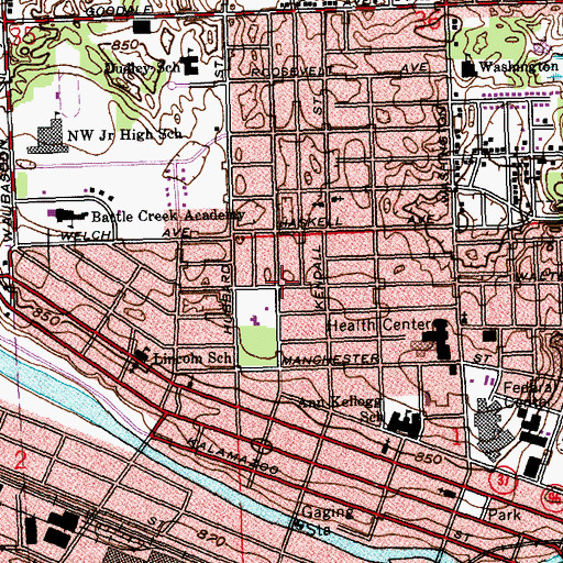 Topographic Map of Washington Heights United Methodist Church, MI