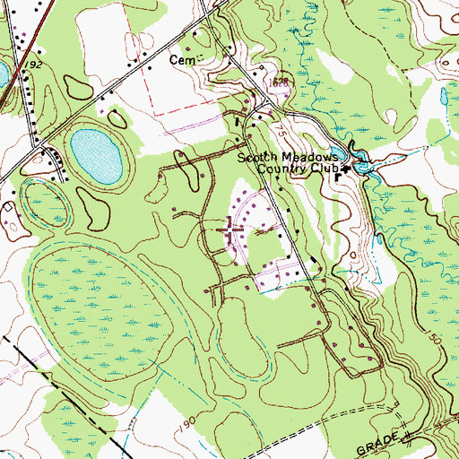 Topographic Map of Scotch Meadows Census Designated Place, NC