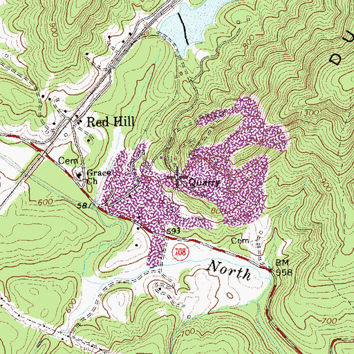 Topographic Map of Red Hill Quarry, VA