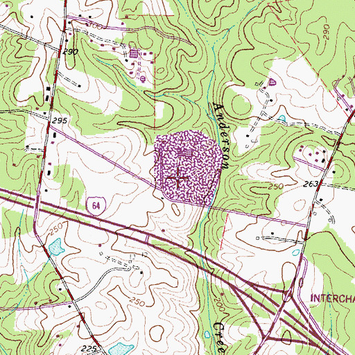 Topographic Map of Anderson Creek Quarry, VA