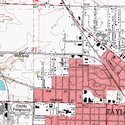Topographic Map of Hannon Mobile Home Park, IL