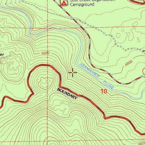 Topographic Map of Lost Creek Diversion Flume, CA