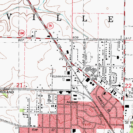 Topographic Map of Cherry Wood Trailer Park, IL