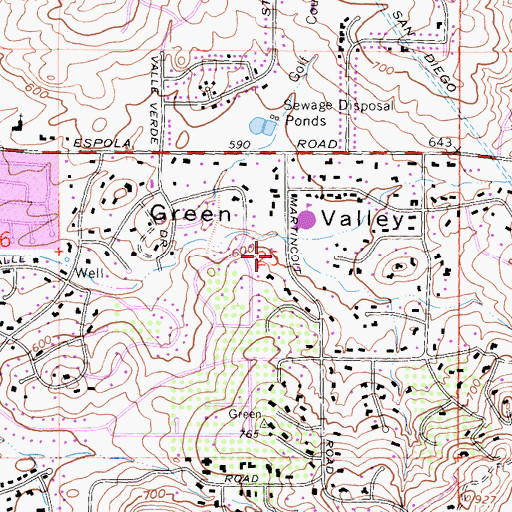 Topographic Map of Green Valley, CA