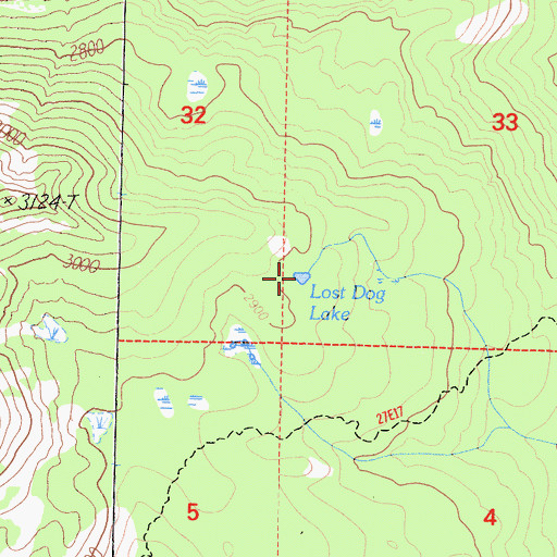 Topographic Map of Lost Dog Lake, CA