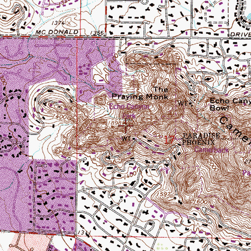 Topographic Map of Camels Eye, AZ