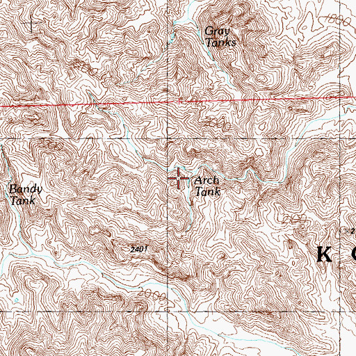 Topographic Map of Arch Tank Natural Bridge, AZ