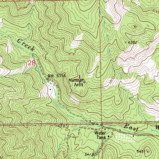 Topographic Map of Whitetail Arch, AZ