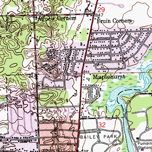 Topographic Map of Calvary Baptist Church, MI