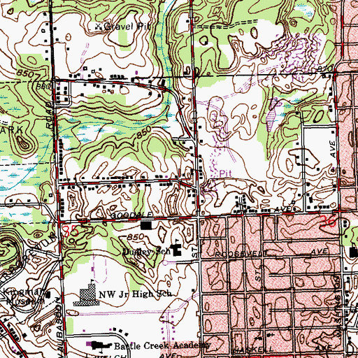 Topographic Map of Gospel Baptist Church, MI