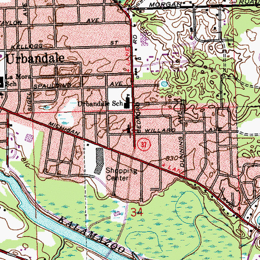 Topographic Map of Christ United Methodist Church, MI