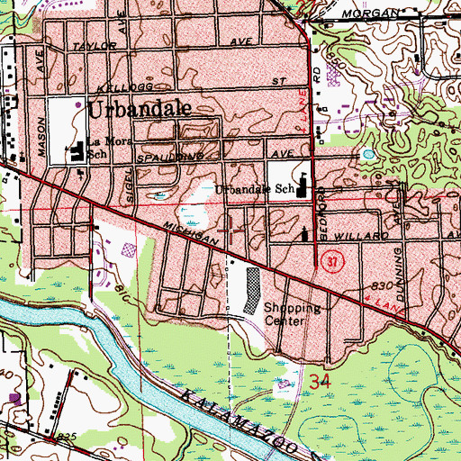 Topographic Map of Urbandale Baptist Church, MI