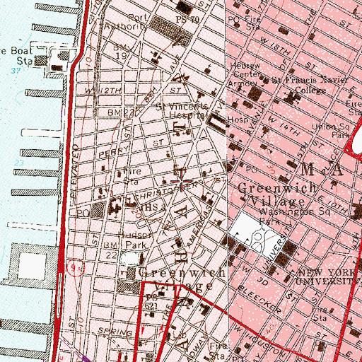Topographic Map of Greenwich Village Theatre (historical), NY