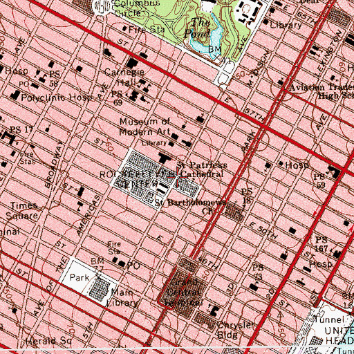 Topographic Map of Guild Theater (historical), NY