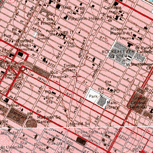 Topographic Map of Hammerstein's Victoria Theatre (historical), NY