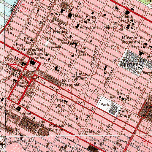 Topographic Map of Harem Theater (historical), NY