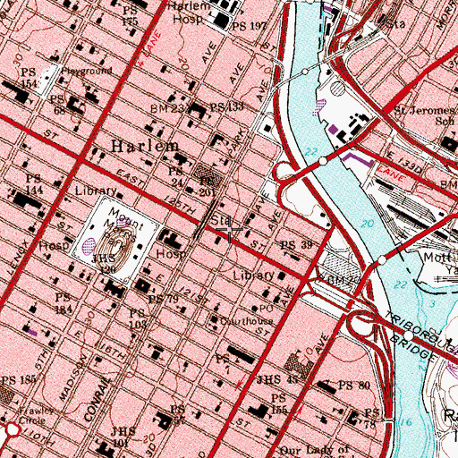 Topographic Map of Harlem Grand Theatre (historical), NY