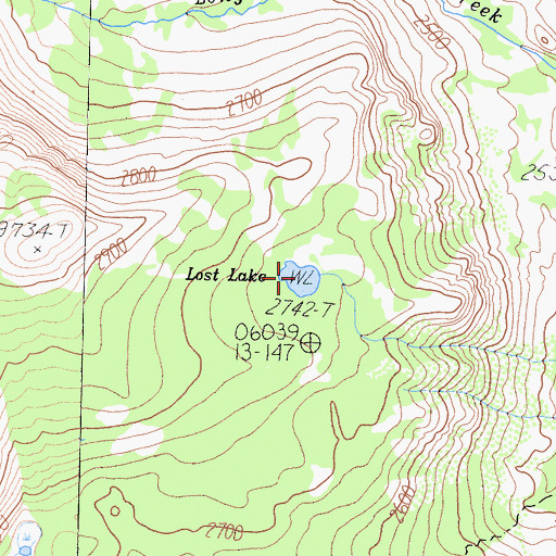 Topographic Map of Lost Lake, CA