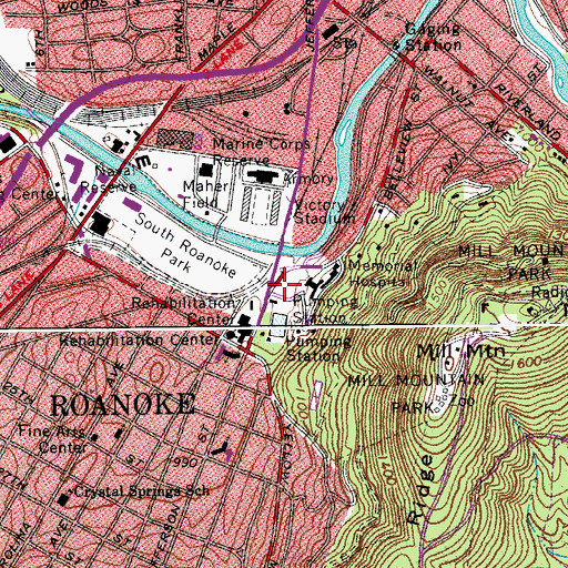Topographic Map of Carilion Clinic Childrens Hospital, VA