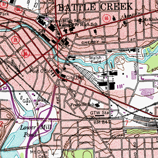 Topographic Map of Calhoun County Sheriff's Office, MI